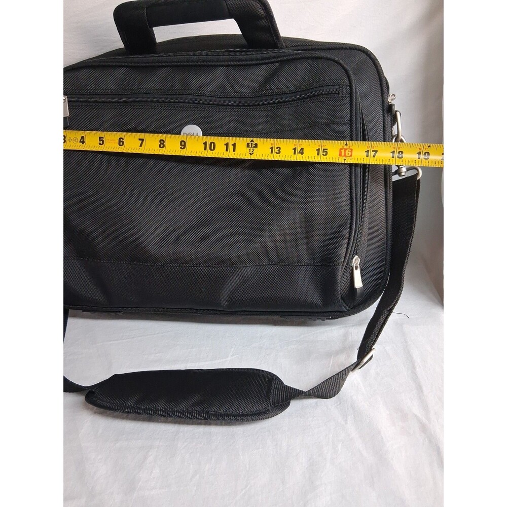 Dell Computers Black Canvas Laptop Messenger Zip Bag With Shoulder Strap Padded - Picture 7 of 8